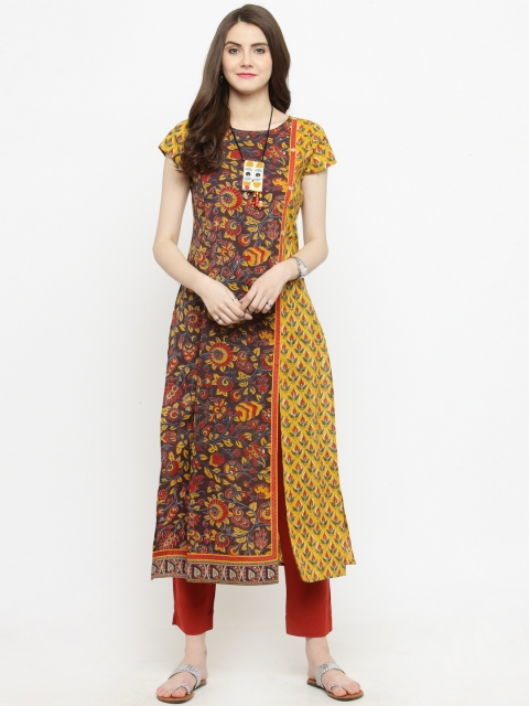 

Varanga Women Mustard & Brown Printed Kurta with Trousers