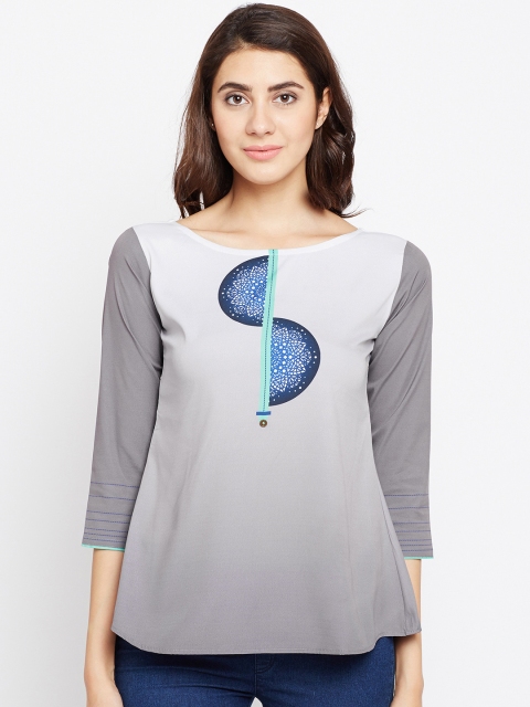 

Span Grey & Off-White Dyed A-Line Kurti