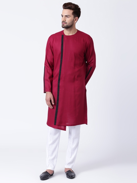 

I Know Men Maroon Solid Asymmetric Straight Kurta