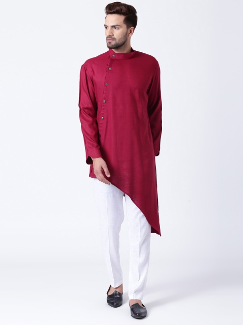 

I Know Men Maroon Solid Straight Kurta