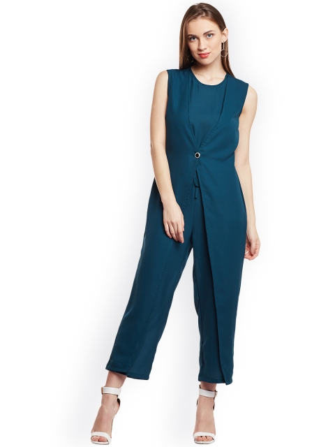 

THE SILHOUETTE STORE Teal Solid Jumpsuit