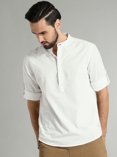 

Roadster Time Travlr Men White Regular Fit Solid Casual Shirt