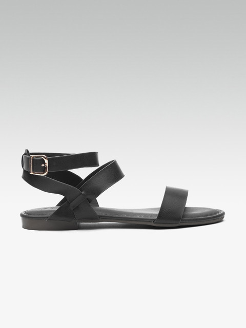 

Van Heusen Women Black Solid Open Toe Flats