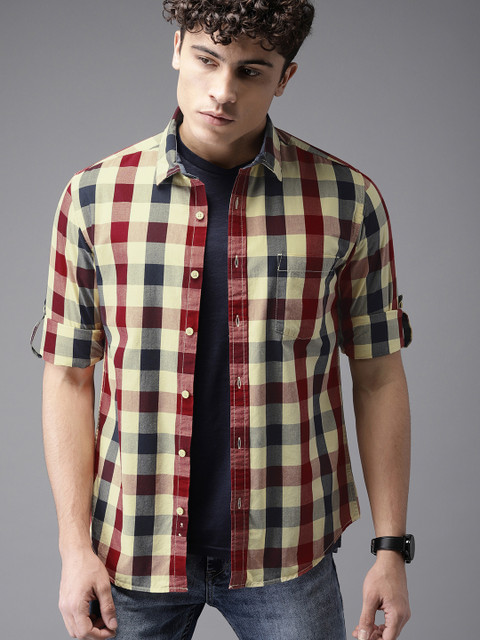 

HERE&NOW Men Multicoloured Regular Fit Checked Casual Shirt, Multi