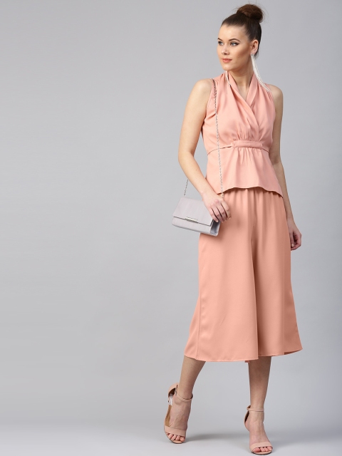 

SASSAFRAS Women Peach-Coloured Regular Fit Solid Culottes