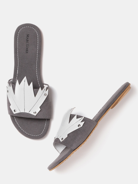 

Marc Loire Women Grey & White Solid Open Toe Flats