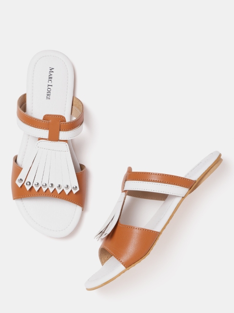 

Marc Loire Women White & Brown Colourblocked Open Toe Flats