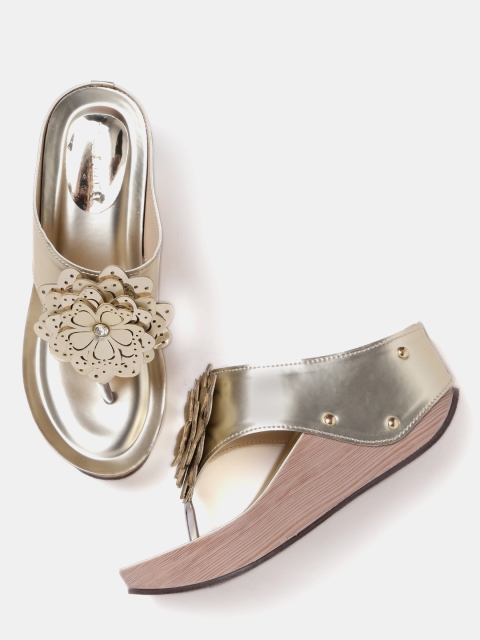 

Marc Loire Women Gold-Toned Solid Sandals