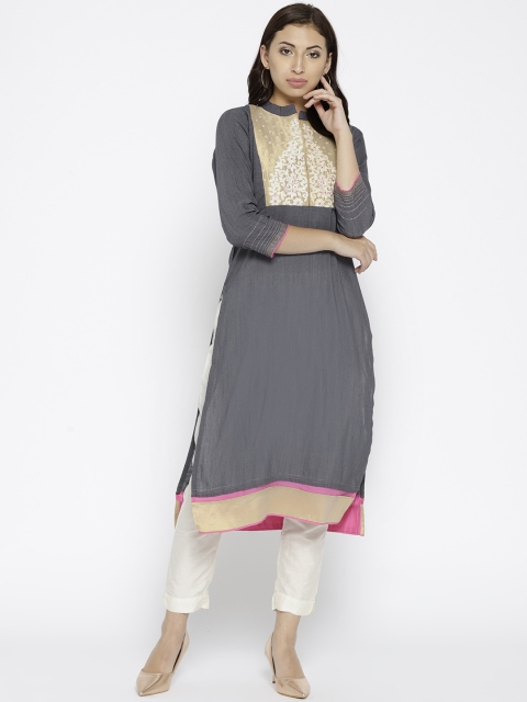 

Span Women Grey Yoke Design A-Line Kurta
