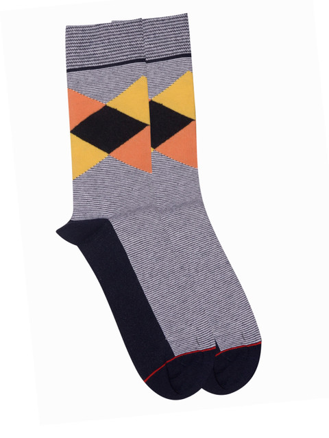 

Soxytoes Men White & Navy Blue Patterned Socks