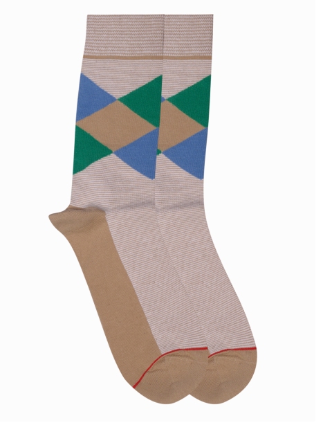 

Soxytoes Men Beige Patterned Socks