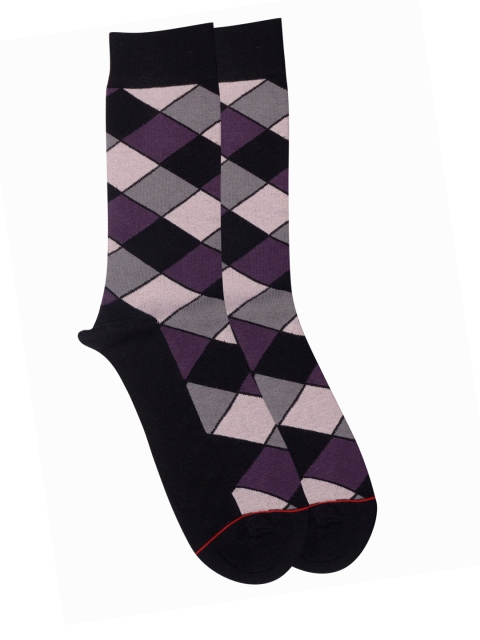 

Soxytoes Men Black & Purple Crew Length Socks