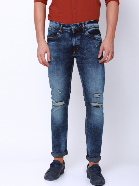 

LOCOMOTIVE Men Blue Slim Fit Mid-Rise Mildly Distressed Stretchable Jeans