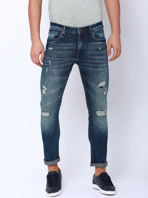 

LOCOMOTIVE Men Blue Slim Fit Mid-Rise Mildly Distressed Stretchable Jeans