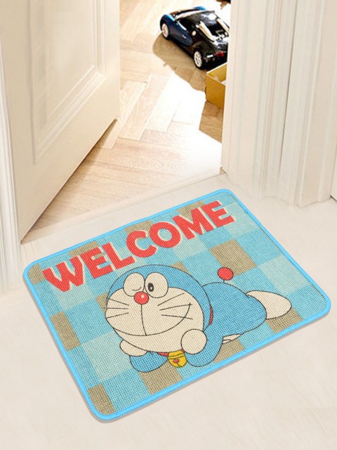 

Saral Home Doraemon Jute-cotton Print Anti Slip Door Mat, Blue