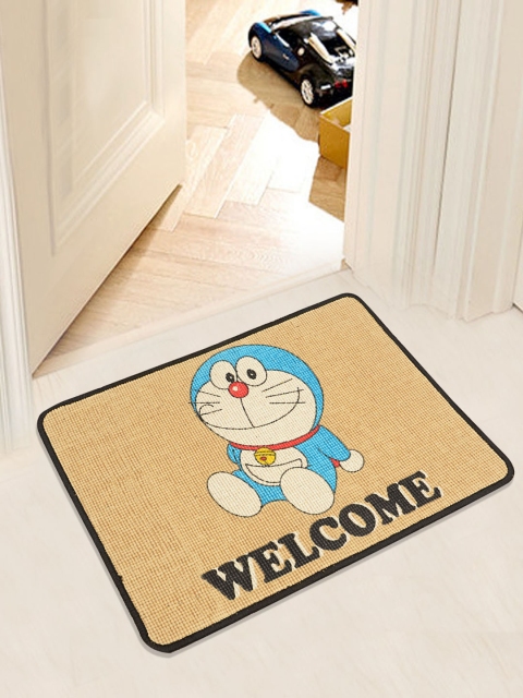 

Saral Home Beige Doraemon Print Anti-Skid Jute-Cotton Doormat