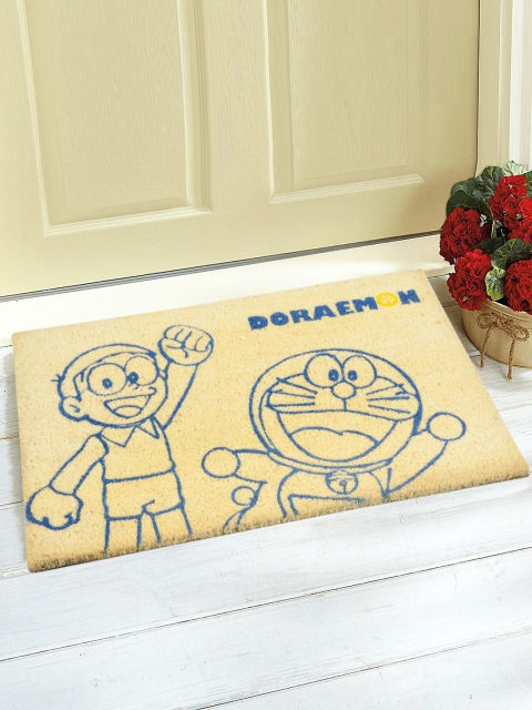 

Saral Home Doraemon Heavy Duty Coir Printed Door Mat, Beige