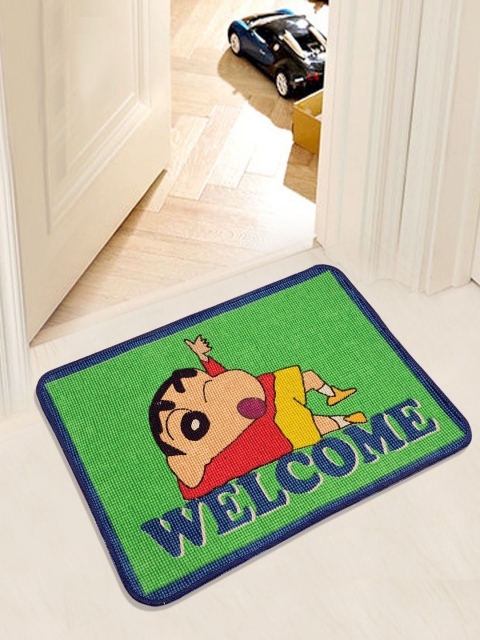 

Saral Home Grey Shinchan Print Jute-Cotton Anti-Skid Doormat, Green