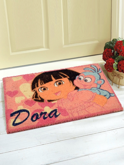 

Saral Home Dora Heavy Duty Coir Printed Door Mat, Pink