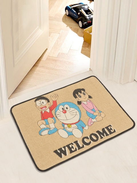 

Saral Home Doraemon Print Jute-cotton Anti Slip Door Mat, Beige