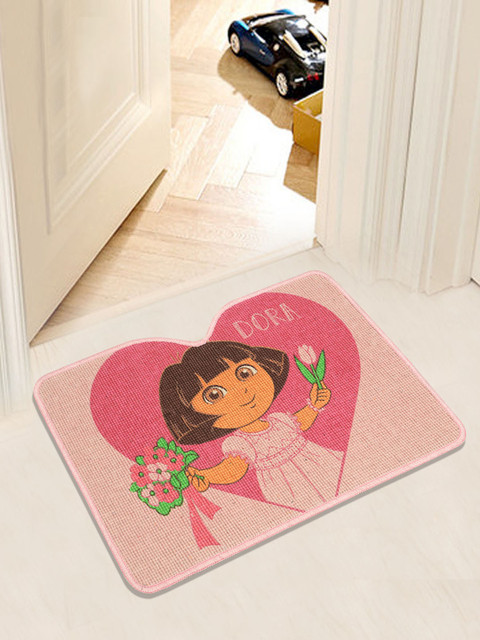 

Saral Home Dora Jute-cotton Print Anti Slip Door Mat, Peach