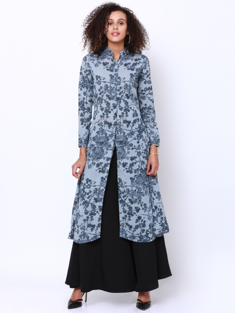 

Vishudh Women Blue Printed A-Line Kurta