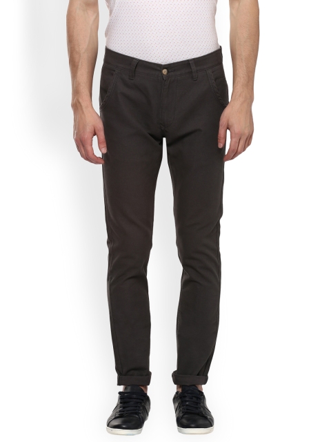 

People Men Grey Solid Regular Trousers