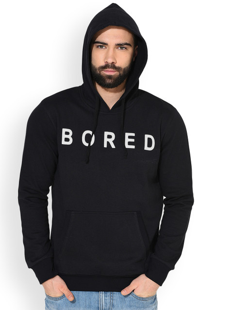 

GRITSTONES Men Black Printed Hooded Sweatshirt