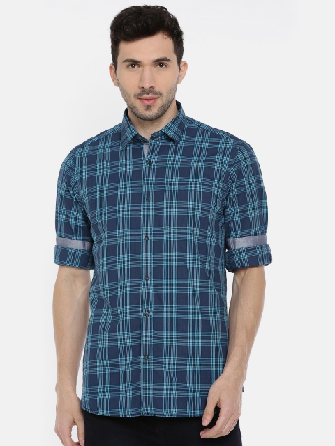 

Blackberrys Men Blue Slim Fit Checked Casual Shirt