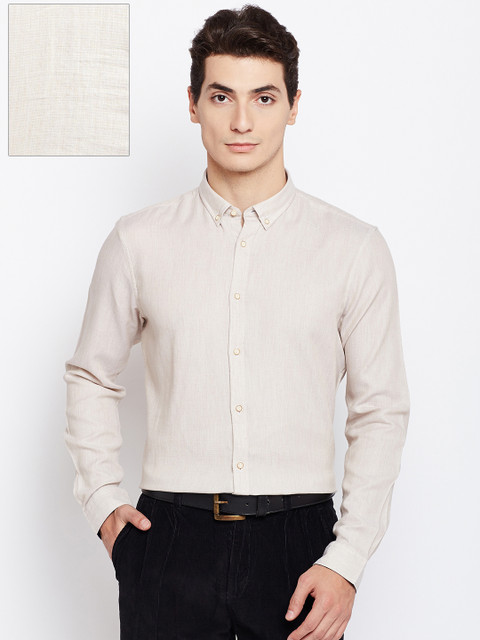 

Blackberrys Men Beige Slim Fit Solid Formal Shirt