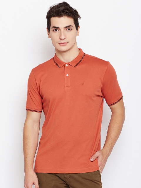 

Blackberrys Men Rust Orange Solid Polo Collar T-shirt