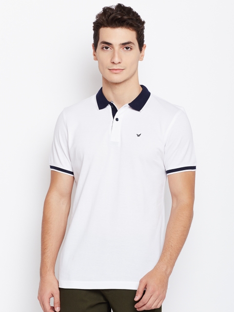 

Blackberrys Men White Solid Polo Collar Pure Cotton T-shirt