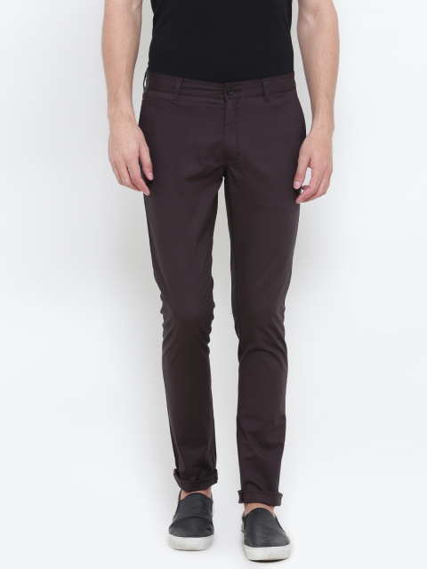 

Blackberrys Men Coffee Brown Regular Fit Self-Design Trousers