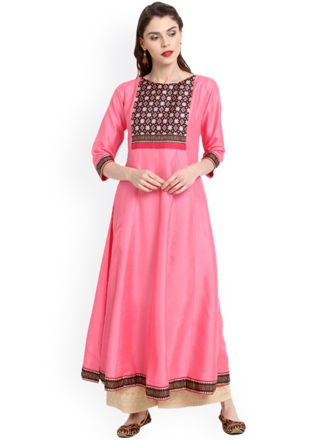 

Janasya Women Pink Digital Print Anarkali Kurta