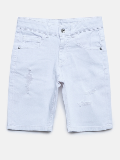 

United Colors of Benetton Boys White Solid Denim Shorts
