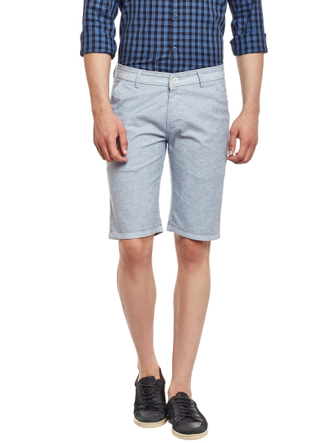 

Rodamo Men Blue Checked Slim Fit Chino Shorts