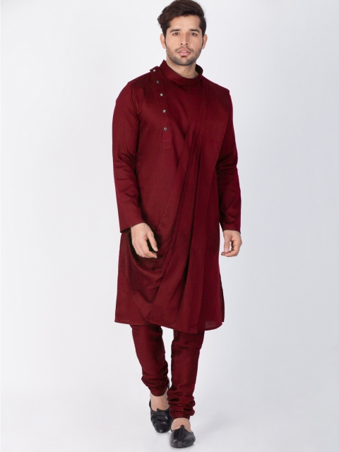 

VASTRAMAY Men Maroon Solid Kurta with Churidar