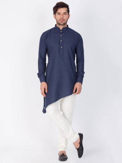 

VASTRAMAY Men Blue & White Solid Kurta with Churidar