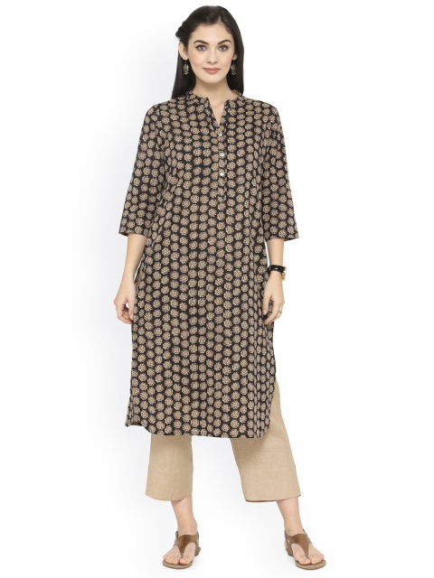 

Varanga Women Black & Beige Printed Kurta with Trousers