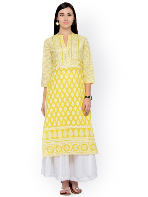 

Varanga Women Yellow & White Printed Kurta with Palazzos