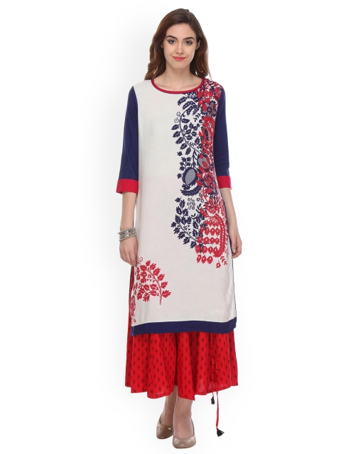 

Varanga Women White & Red Printed Kurta with Palazzos