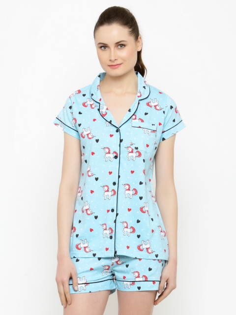 

Slumber Jill Blue Printed Lounge Set FWSJ964