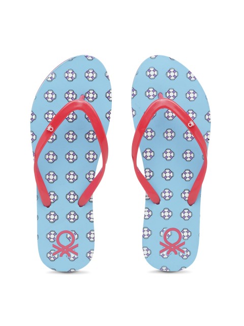 

United Colors of Benetton Women Red & Blue Printed Thong Flip-Flops