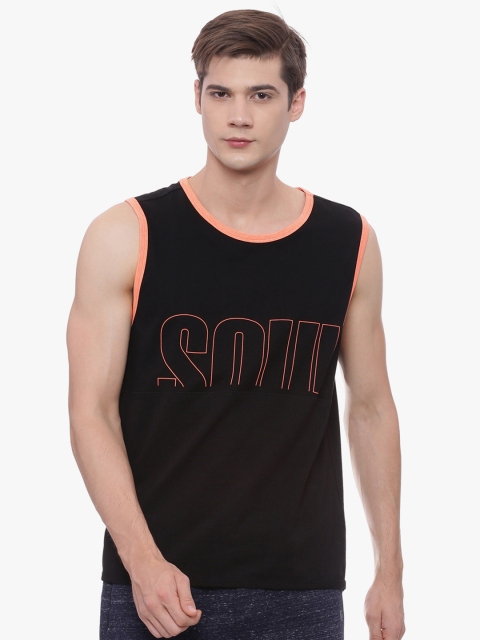 

Soul Space Men Black Printed Innerwear Vest