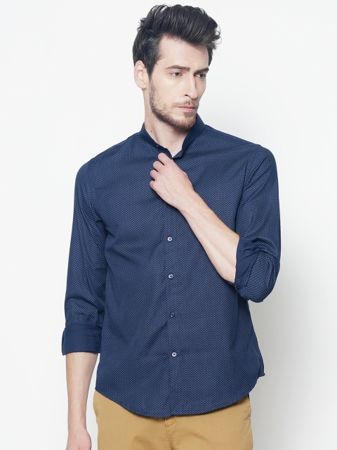 

IVOC Men Navy Blue Slim Fit Printed Casual Shirt