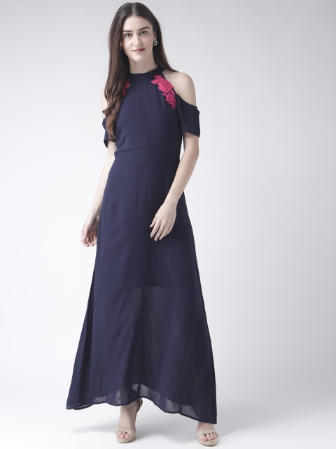 

The Vanca Women Navy Blue Solid Maxi Dress