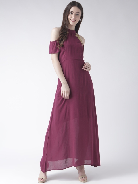 

The Vanca Women Maroon Solid Maxi Dress