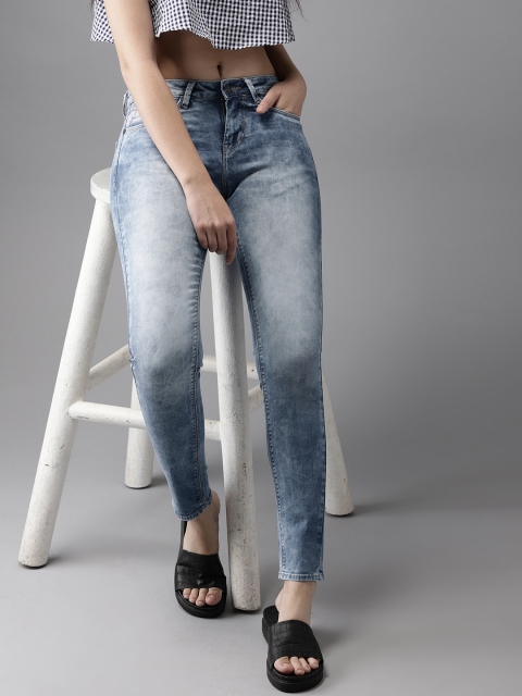 

HERE&NOW Women Blue Skinny Fit Mid-Rise Clean Look Stretchable Jeans
