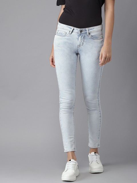 

HERE&NOW Women Blue Skinny Fit Mid-Rise Clean Look Stretchable Cropped Jeans