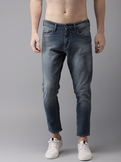 

HERE&NOW Men Blue Slim Fit Mid-Rise Cropped Clean Look Stretchable Jeans